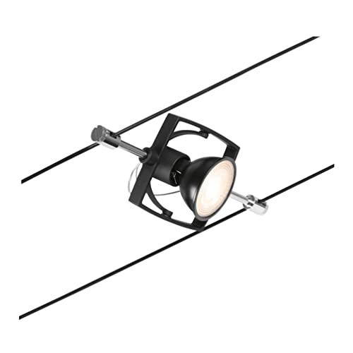 Paulmann Corduo, Punto Luce Per Sistema Di Cavi Per Faretti, 94435, Mac Ii, Massima Cc 10 Watt, Cavi Estensibili, Nero Opaco, In Plastica, Gu 5,3, Sen