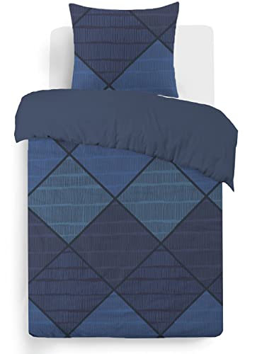 Vision - Set Copripiumino Reversibile Harold - Set Copripiumino 140 X 200 Cm Con 1 Federa Per Letto Singolo - 100% Cotone