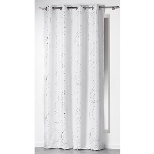 Douceur D'Intérieur - 1605085, Tenda Con Occhielli , 140 X 260 Cm , Bully , Poliestere Stampato Argento , Bianco
