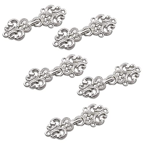 Wandic Cardigan Clips, 5 Paia Vintage Hollow Flower Cape Fissaggi Cucire Su Ganci E Occhi Cardigan Clip Mantello Chiusura Chiusure Per Maglione Sciall