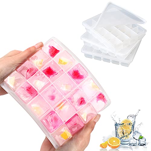 Lessmo 3 Pcs Stampo Per Ghiaccio, Stampi Per Cubetti Di Ghiaccio In Silicone 20 Cavità Con Coperchio Rimovibile Resistente Agli Schizzi, Ideale Per Wh