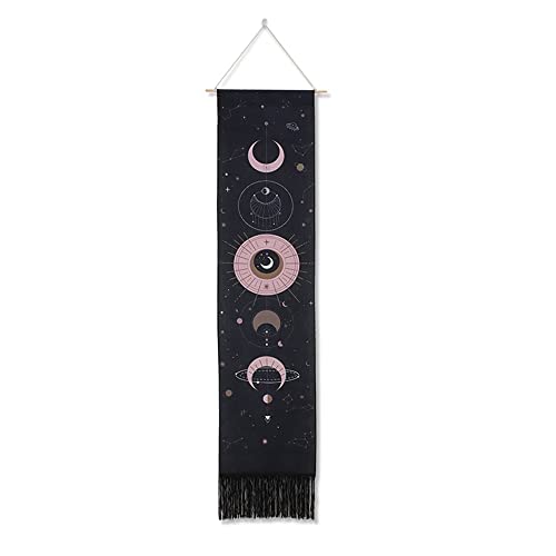 Cenpek Moon Bohemian Phase Tapestry Moon Tapestry Wall Hanging Art Arazzo Per La Stanza - Nero