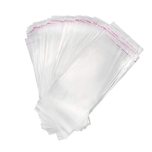 Robell 300 Pezzi Sacchetti Di Cellophane Trasparente, Involucri Autoadesivi Aigillanti Piatto, Opp Plastica Alimenti Sacchetto (7X18 Cm)