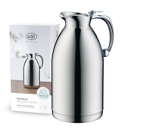 Alfi Hotello 1,5L, Caraffa Isolante Con Doppia Parete In Acciaio, Tiene Caldo Per 4 Ore, Freddo Per 6 Ore, Coperchio Apribile Con Una Mano, Senza Plas