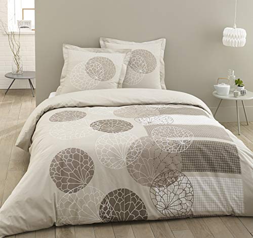 Vision, Set Copripiumino E 2 Federe, In Cotone, Colore: Beige, Cotone, Taupe, Blanc, Beige Et Marron, 200 X 200 Cm