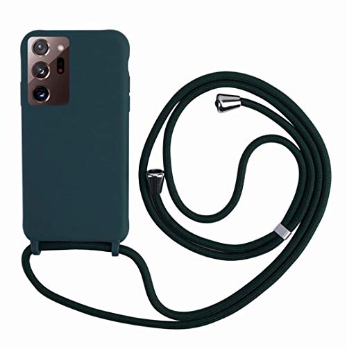 2Ndspring Cover Con Collana Compatibile Con Samsung Galaxy Note 20 Ultra,Case Con Laccio Per Il Collo Custodia Con Cordino,Soft Silicone Verde Scuro