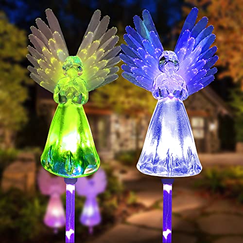 Luci Solari Da Esterno Giardino, Eaaerr 2 Pezzi Solari Giardino Lampade Da Esterno Angelo Per Esterni, Ip65 Impermeabile Faretti Solari Luce Per Terra