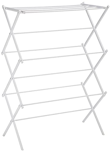 Amazon Basics - Stendibiancheria Pieghevole, Bianco, Metallo