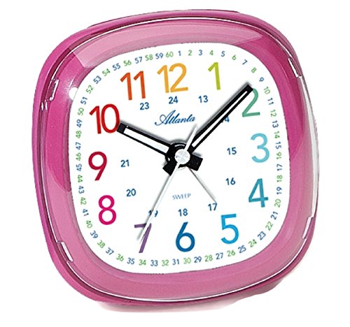 Atlanta 1736-8 - Sveglia Per Bambini Senza Ticchettio Rosa