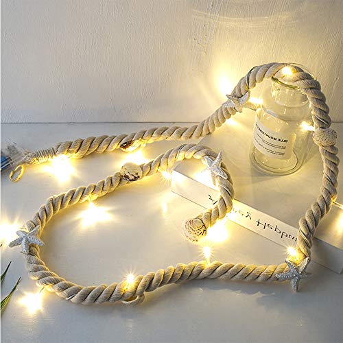 Wankd- Catena Di Luci A Led A Tema Conchiglie, Decorazione Da Tavolo Marittima, 15 Led, Con Stelle Marine E Conchiglie, Estiva, Funzionamento A Batter