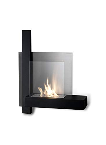 Stones Home Furniture, Caminetto A Bioetanolo Da Parete, Senza Fumo, Bruciatore In Acciaio Da 1,5 L, Durata Fiamma 3 Ore, Modello Chassis, Colore Nero