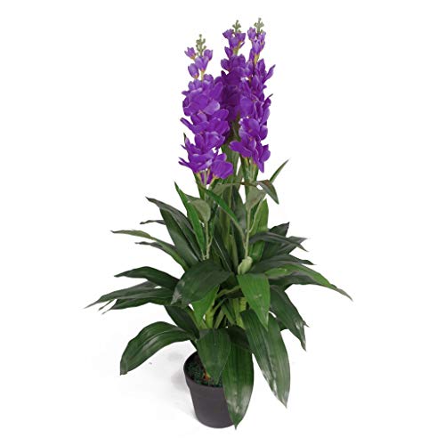 Leaf Leaf-7243 - Pianta Artificiale Cymbidium Orchidea, 100 Cm, Colore: Viola