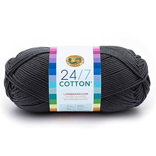 Lion Brand Yarn Company- Filato Di Cotone, 100% Cotone, Antracite