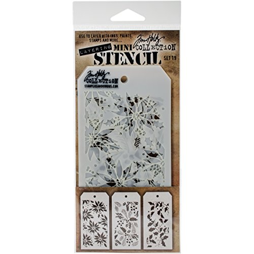 Stampers Anonymous Mts019 Tim Holtz Mini Layered Stencil Set, Multicolore, Confezione Da 3