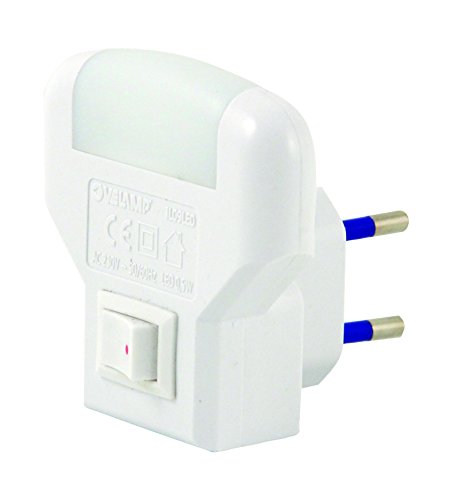 Velamp Notturna 2 Led, Con Interruttore On/Off. Luce Soffusa, Bianco, 14 X 10 X 6 Cm
