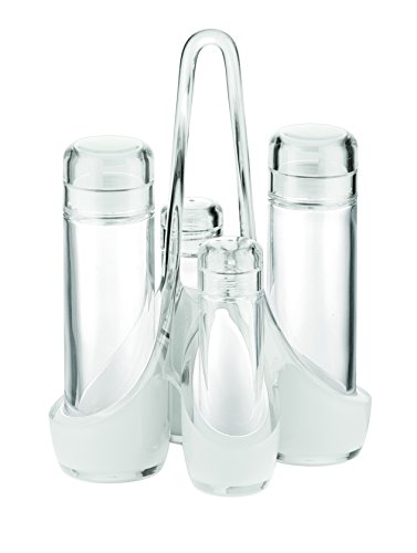 Guzzini Menage Set Olio Aceto Sale E Pepe Glam/Vintage, Trasparente, 18.5 X 14 X H24 Cm
