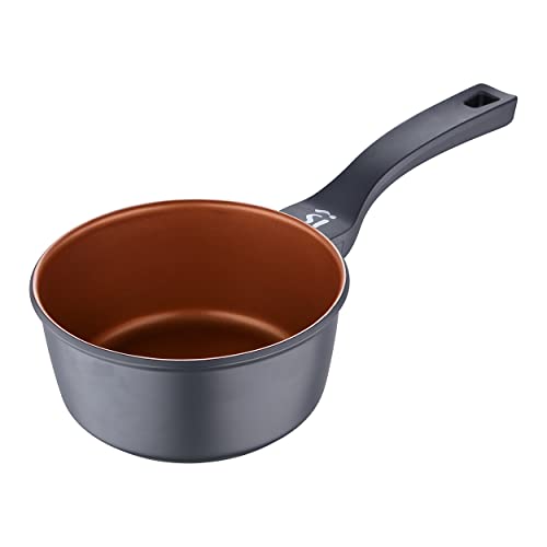 San Ignacio - Casseruola Antiaderente - Pentola Senza Coperchio - 16 Cm- Ottimale Per Induzione - Fusione Di Alluminio - Manico Lungo - 1,3 L - Grigio