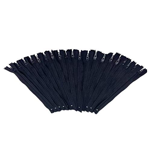 E-Goal 20 Pezzi 25 Cm Tailleur Couture Nylon Bobina Chiuso Zip Fine (Nero)