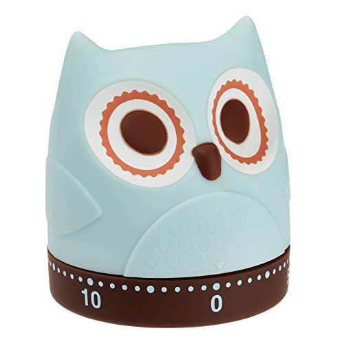 Tfa Dostmann 38.1039 Timer Da Cucina A Forma Di Gufo, Meccanico, Divertente, Retrò, In Plastica Gommata, L 61 X P 61 X H 71 Mm.