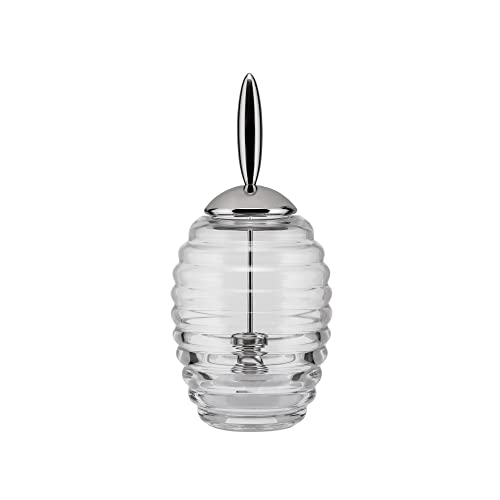 Alessi Honey Pot Tw01 - Contenitore Per Miele Di Design Con Dosatore, Vetro E Acciaio Inossidabile