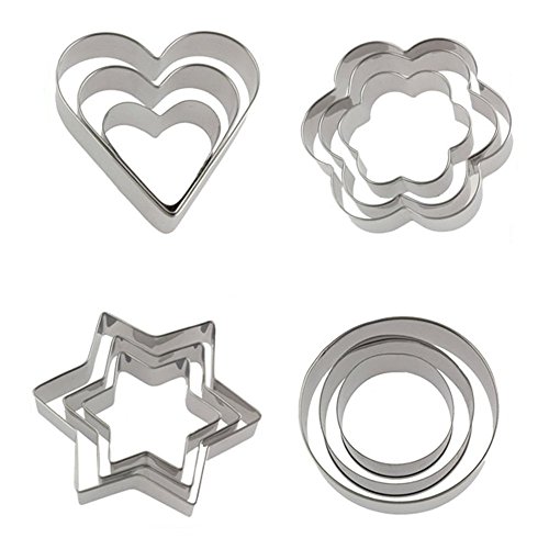 Finevernek12 Pezzi Formine Per Biscotti, Mini Stampi Biscotti In Acciaio Inox, Stampi Biscotti Metallo, Stampo Biscotti Per Pasticceria,Stampini Bisco