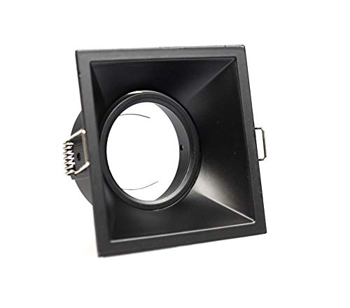 Vetrineinrete® Porta Faretto Da Incasso Quadrato Per Cartongesso Orientabile Supporto Per Faretti Gu10 Portafaretto Foro 82 Mm Nero P14-Gu10 E27