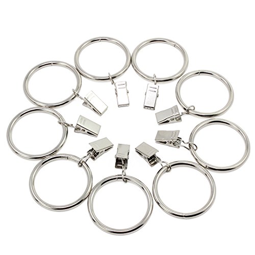 Fippy 20Pcs 38Mm Stainl Ess Steel Silver Curtain Clip Rings, Curtain Hook Hanging Drapery Rings For Home Decoration