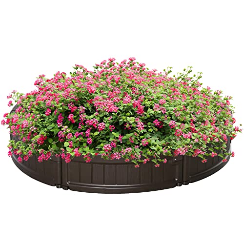 Outsunny Letto Per Orto Rialzato Da Esterno Rotondo In Hdpe, Fioriera Da Esterno Per Piante, Fiori E Verdura, Φ123X21Cm, Marrone