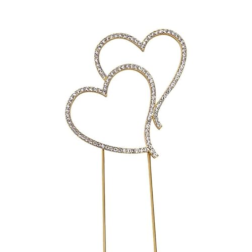 Topper Per Torta Nuziale,Topper Per Torta Doppi Cuori Di Cristallo Decorazioni Per Torte Nuziali Cake Topper Matrimonio Con Strass Scintillanti Per An