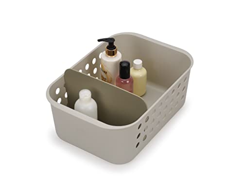 Joseph Joseph Easystore - Cestino Organizzatore Portaoggetti Per Accessori Bagno Con Divisorio Mobile - Grande, Beige
