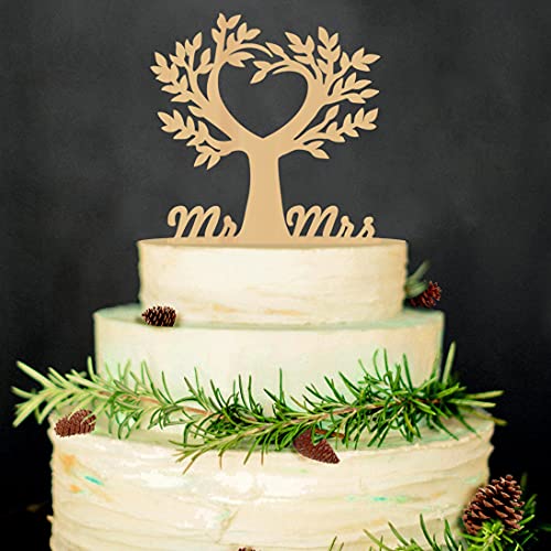 Miss-Shop Mr Et Mrs Cake Topper,Sposa Decorazione Torta Di Legno, Per Mr & Mrs Wedding Cake Topper Decorazione