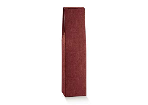 10 Scatole Per 1 Bottiglia Vino Verticali Modello Bordolese, Borgognotta Robuste Strenne Natalizie Cartone Accoppiato E Maniglia Esterna Cm.18X9X38,5H