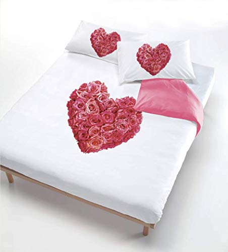 Digital Cp-Dig-713-1P Parure Copripiumino, 100% Cotone, 713 Cuore Di Rose, Singolo