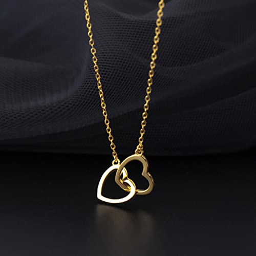 Qinqin Collana Con Doppio Cuore Collana Con Ciondolo A Cuore Vuoto Collana Con Clavicola Gioielli Per Sorelle Da Donna Colore Argento Dorato