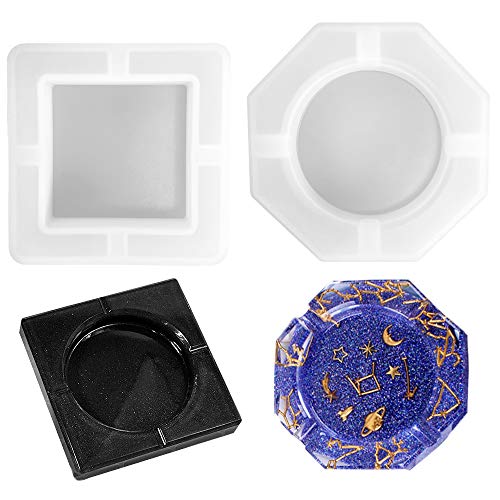 Daimay - Set Di 2 Stampi In Resina Per Posacenere Ashtray Stampo In Silicone Stampo Stampo In Resina Epossidica Per Fai Da Te, Kit Di Casting Quadrato