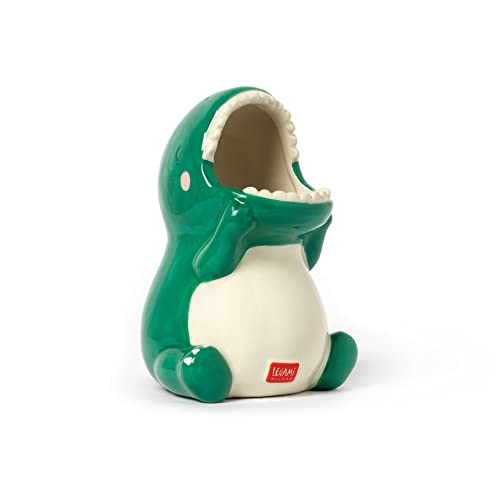 Legami - Portapenne In Ceramica, Desk Friends, 12X9,7 Cm, Tema Dino, Da Scrivania, Dipinti A Mano
