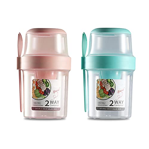 Piacolnic Overnight Oats Jars, 2 Pezzi Per Cereali Tazza Con Coperchio Riutilizzabile Tazza Yogurt E Cereali, Contenitore Di Avena Durante La Notte Ov