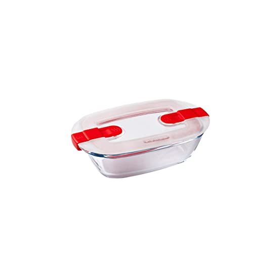 Pyrex Cook & Heat Contenitore Rettangolare Per Alimenti In Vetro Borosilicato Con Coperchio Sfiatavapore Per Il Microonde – Cuocere In Forno, Conserva