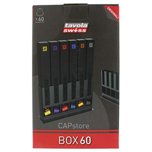 Tavola Swiss 5049031, Box Dispenser Per 60 Capsule Nespresso, In Plastica, Multicolore, Dimensioni: 25X15X7 Cm
