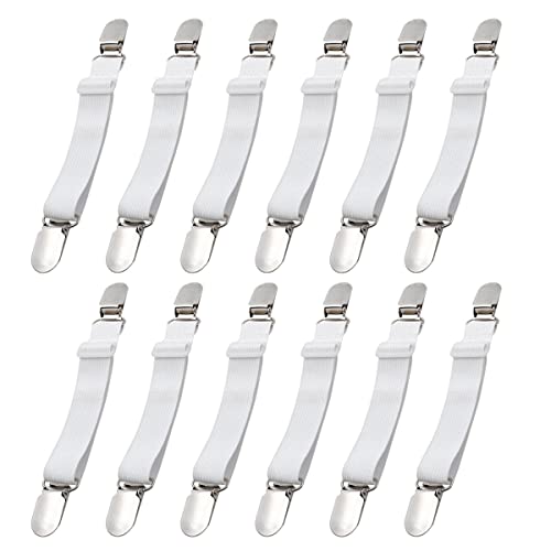Cinghia Clip Lenzuola,12 Pezzi Tenditori Regolabili Per Lenzuola,Elastici Per Asse Da Stiro,Regolabile,Con Clip In Metallo Tenditore Per Materassi Per