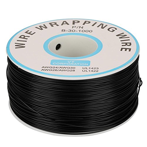 Filo Di Rame, 1 Rotolo Filo Di Rame Cavo 30Awg Cavo Di Rame Filo Di Rame Avvolgente Diametro Del Nucleo 0,25 Mm(Nero)