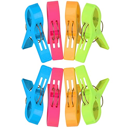 8 Pezzi Mollette Da Bucato, Lip Per Asciugamani Da Spiaggia, Mollette In Plastica Grandi Multicolore, Per Asciugamani, Vestiti, Tappeti, Tende (Colore