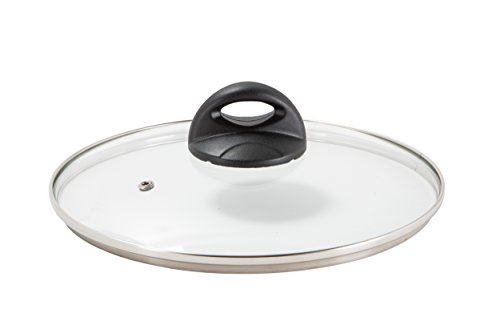 Barazzoni Spa, Coperchio In Vetro, Pomolo Nero, Bordo Inox, Ø16Cm