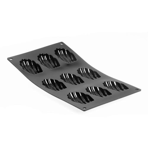 De Buyer Moulflex Standard Stampi In Silicone Per Madeleines, Lunghezza Cm 7.5, 1966.01, Nero, 17.5 Cm X 30 Cm
