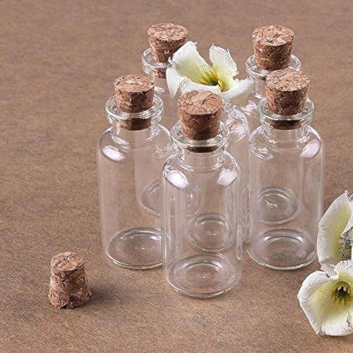Musuntas® - Mini Bottiglia In Vetro Da 8 X 10 Ml Con Tappo In Sughero, Bottiglia In Vetro, Mini Bottiglia Con Tappo In Sughero, 22 X 50 Mm