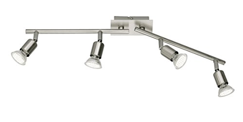 Reality R82944107 Nimes Faretto, 4Xgu10, 3 W Led,Nichel Opaco, 60.5X54X11-16 Cm