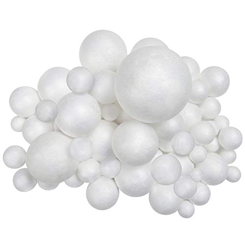 Belle Vous Set Di 88 Palline In Polistirene, In 6 Misure, Per Artigianato, Decorazioni Per Feste E Natale, Progetti Scolastici E Per La Casa