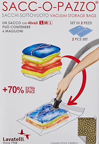 Lavatelli Set Di 2 Coperte E Piumoni, Buste, Antimuffa, Antiacari, Misura S 40X60Cm, Sacchetti Sottovuoto Vestiti Viaggio Salvaspazio Armadio Sacco So