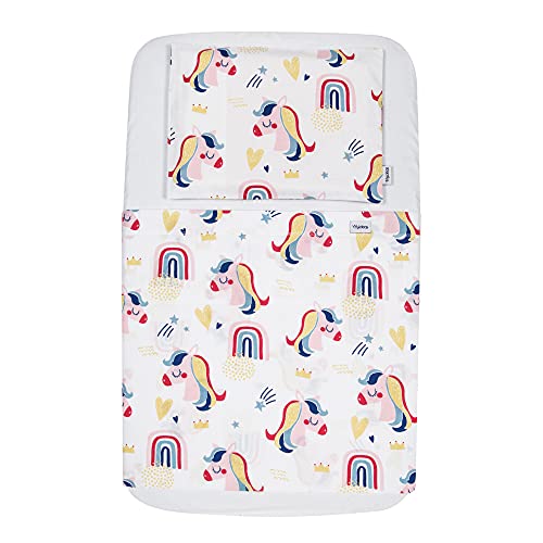 Flyideas Lenzuola Next To Me 83X50 Cm Set 4 Pz, 100% Puro Cotone Cert - Completo Con Coprimaterasso Impermeabile Compatibile Con Culle Fianco Letto Un