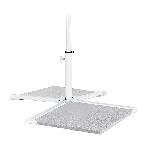 Relaxdays Base Per Ombrellone, Piedistallo Per Aste Parasole 19-34 Mm, Supporto A Croce Pieghevole, In Acciaio, Bianco, 100%